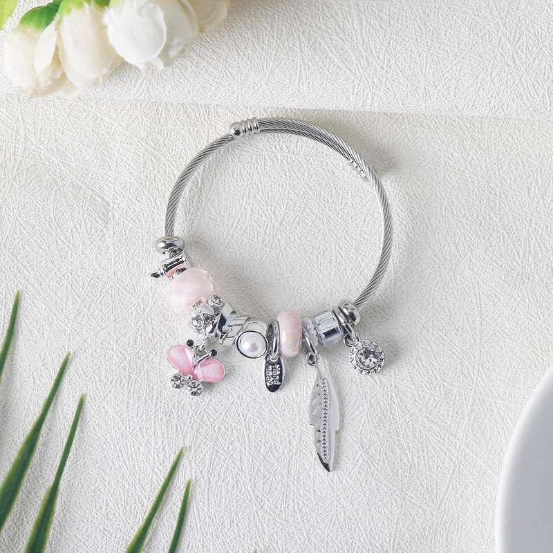 DS Charm Bracelets for girls,exquisite cute cartoon friendship bracelets Silver Stainless Steel Bangle with birthday Gift box, Adjustable girls jewelry Suitable for holiday gifts - Image 4